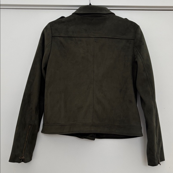 :Price Firm: Banana Republic Factory Machine Washable Vegan Suede Moto Jacket - Picture 3 of 5
